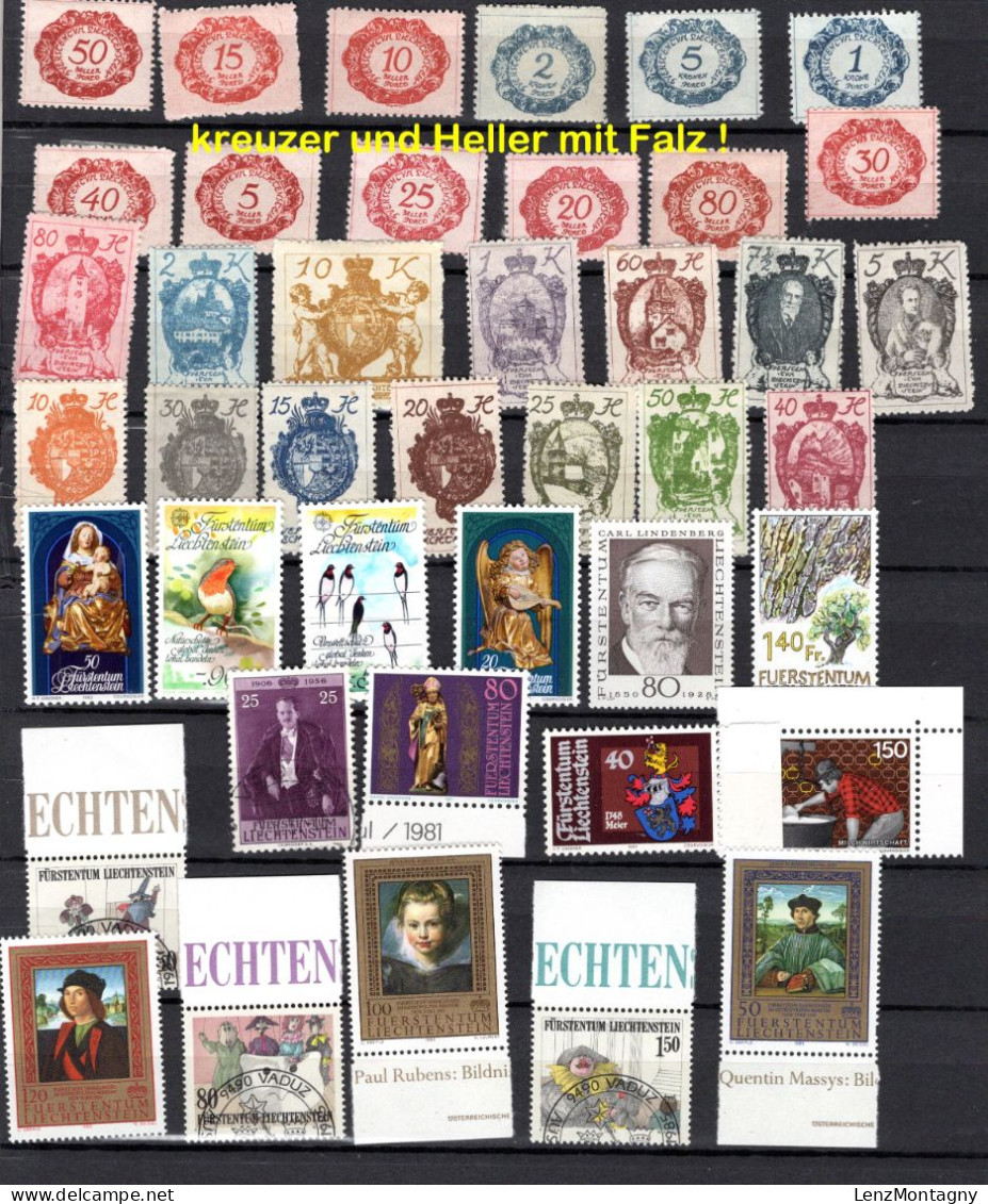 Liechtenstein, Petite collection de timbres, neuf ** , oblitéré, Kreuzer-Heller sont neuf * (charniére) ! selon scans