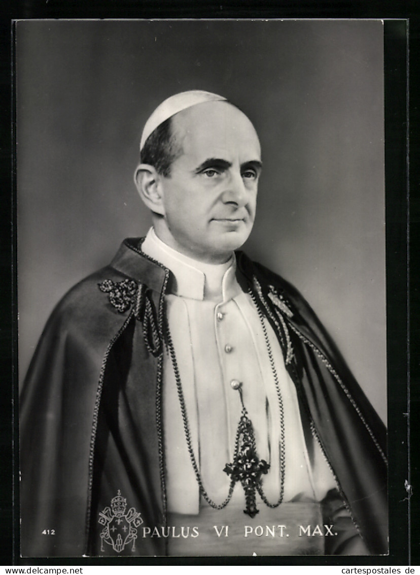 AK Papst Paul VI. Im Edlen Umhang Mit Grossem Kreuzanhänger  - Papi