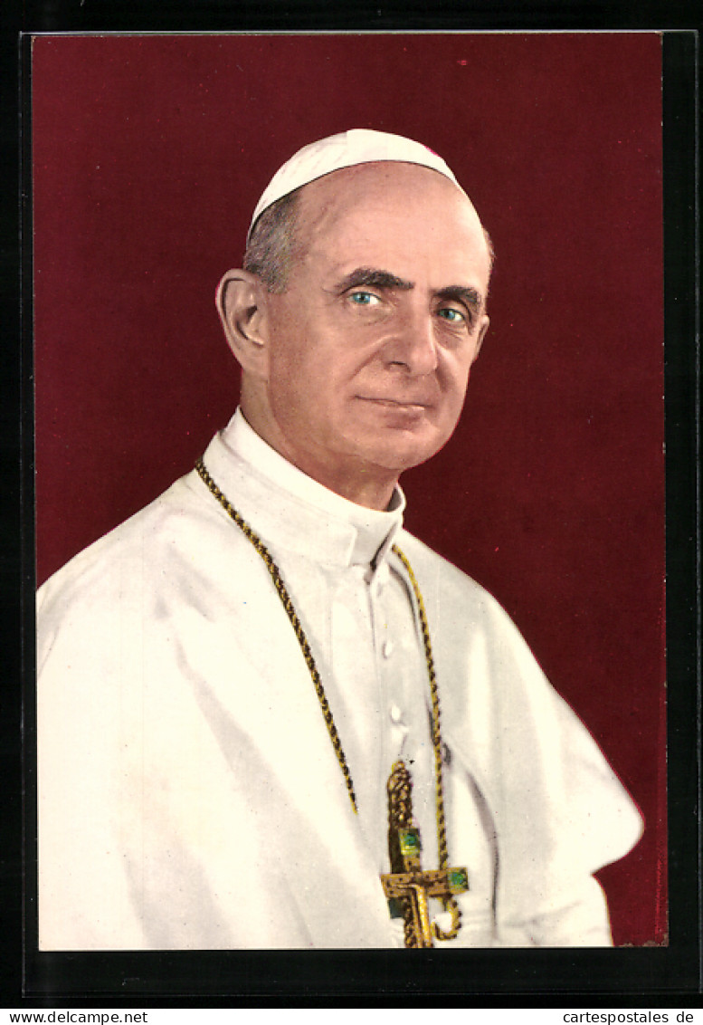 AK Papst Paul VI. Mit Seinem Pileolus Und Einem Leichten Lächeln  - Papes