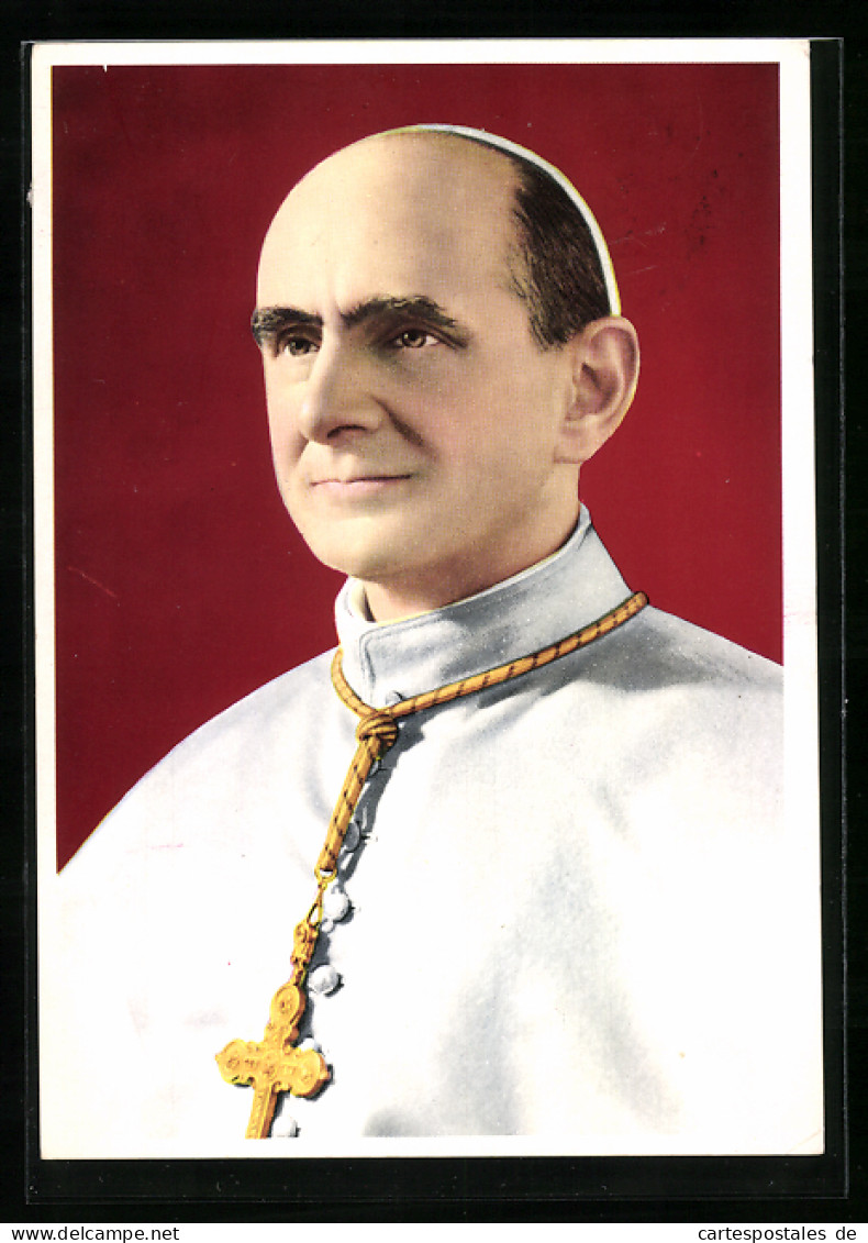 AK Portrait Von Papst Paul VI. Mit Kreuzkette  - Papes