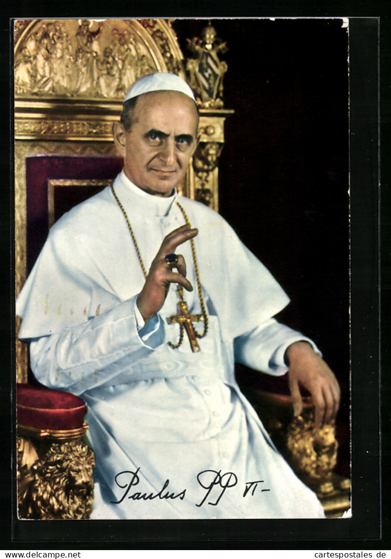 AK Portrait Von Papst Paul VI. Mit Segnender Hand  - Popes