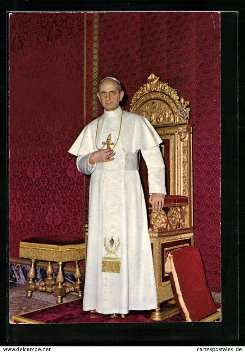 AK Paul VI. Vor Seinem Stuhl  - Popes