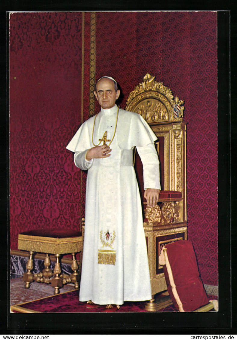 AK Paul VI. Vor Seinem Stuhl  - Papes