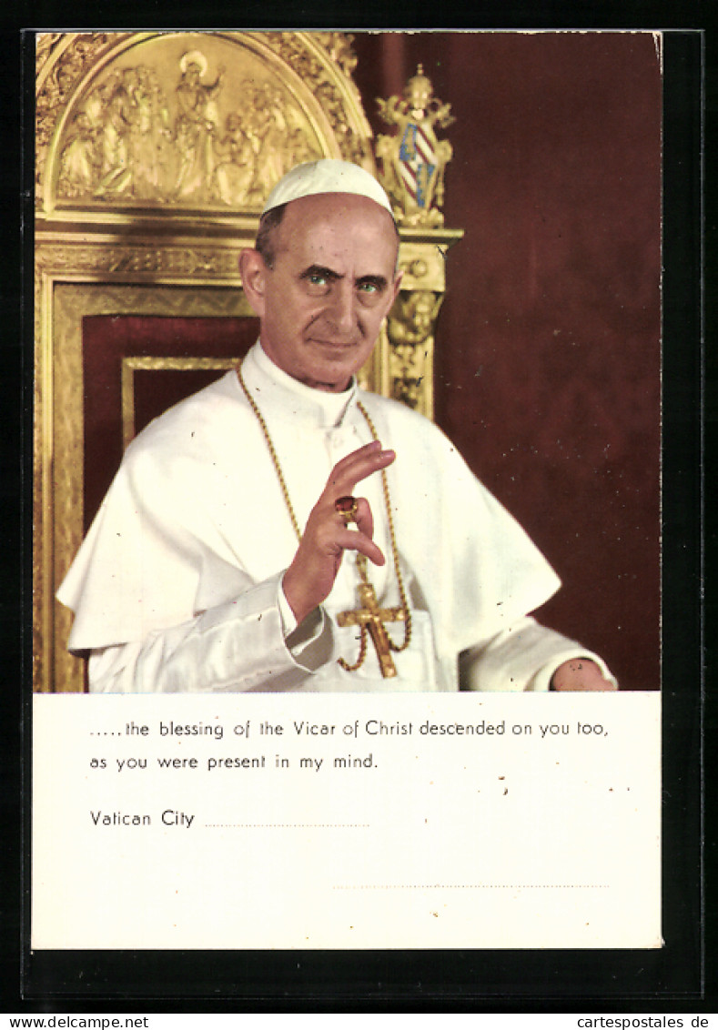 AK Papst Paul VI., Der Segen Des Vikars Christi...  - Popes