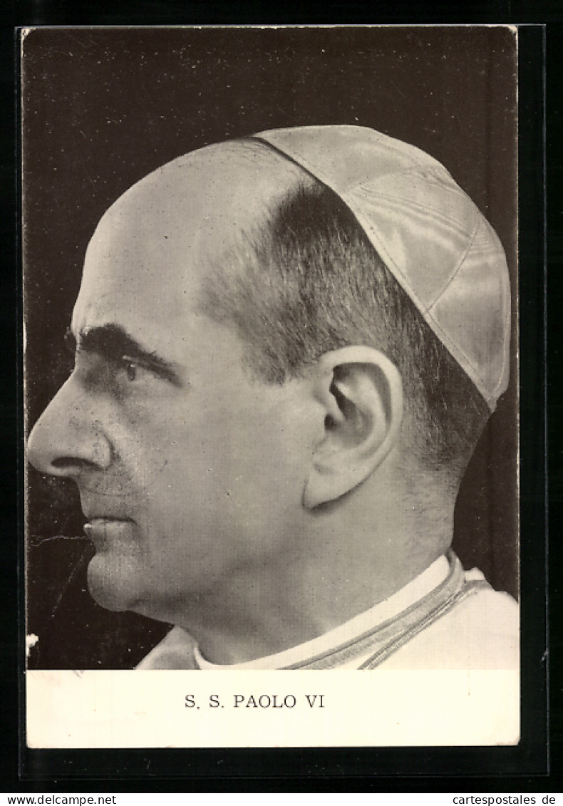 AK Papst Paul VI. Im Profil Mit Seinem Pileolus  - Popes