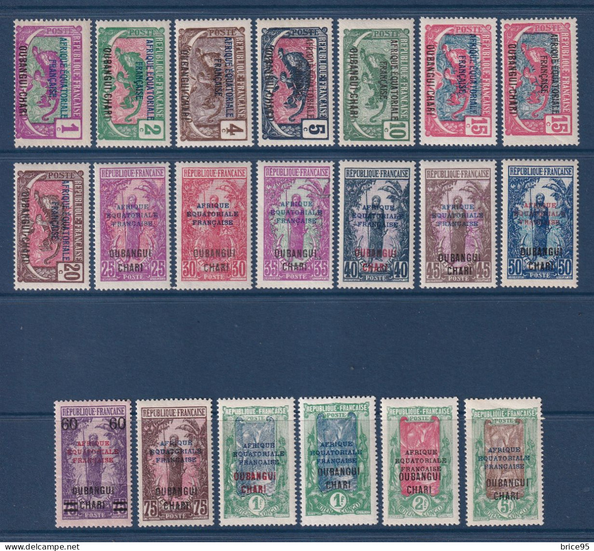 Oubangui - YT N° 43 à 62 * - Neuf Avec Charnière - N° 57 Plié - 1924 à 1925 - Unused Stamps