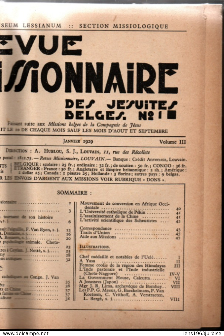 Revue Missionnaire Des Jésuites Belges ,Volume III , 1929 , 480 Pages ,  Congo Belge - 1900 - 1949