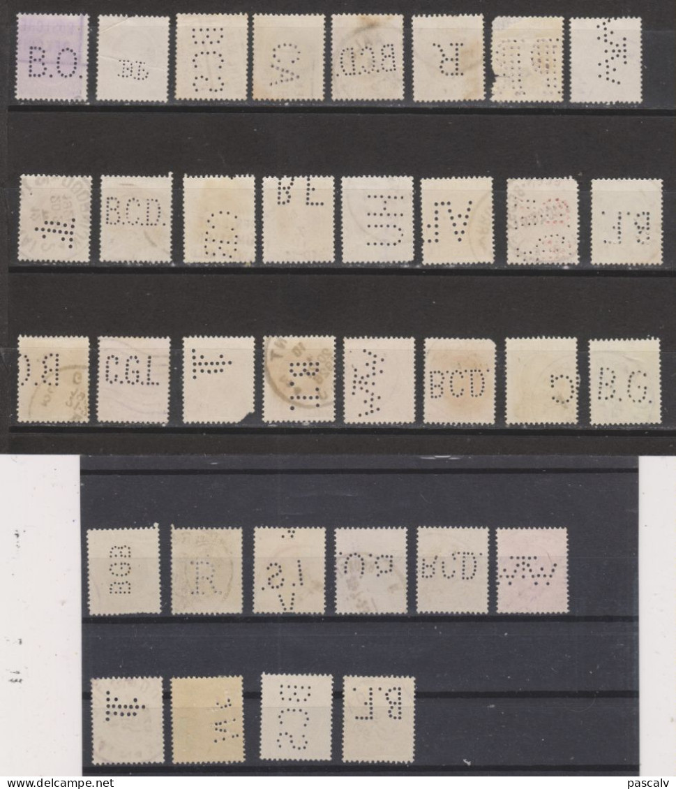 Type Houyoux 34 Timbres Differents Perforés Perfins - 1909-34
