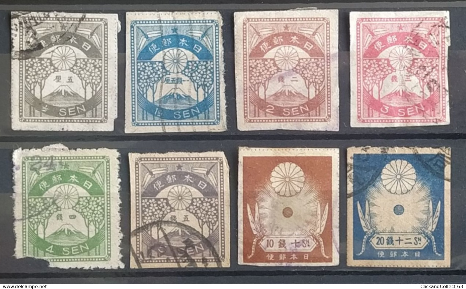 8 Timbres Séisme Yokohama Japon 1923 Oblitérés N° 175/183  - Stamps - Usati