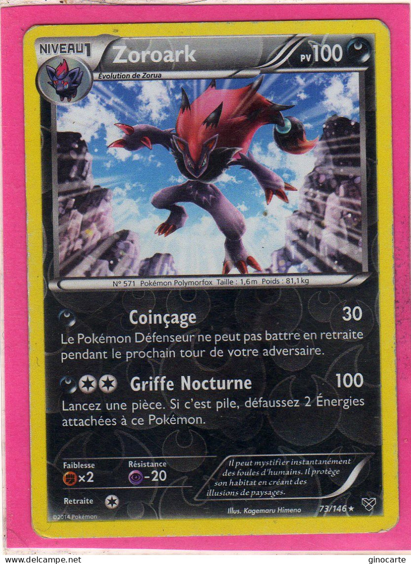 Carte Pokemon Francaise 2014 Xy Xy 73/146 Zoroark 100pv Reverse Usagé - XY