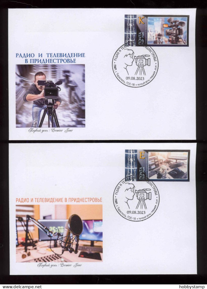 Label Transnistria 2023 Radio And Television In Transnistria 2 FDCs Imperforated - Fantasy Labels