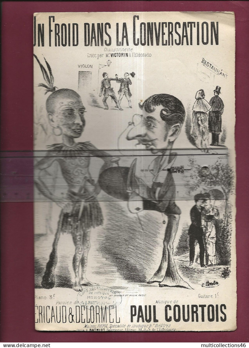 100424 - Partition Chansonnette Musique - Un Froid Dans La Conversation Illustration Pygmée Tatouage Ethnie - Partitions Musicales Anciennes