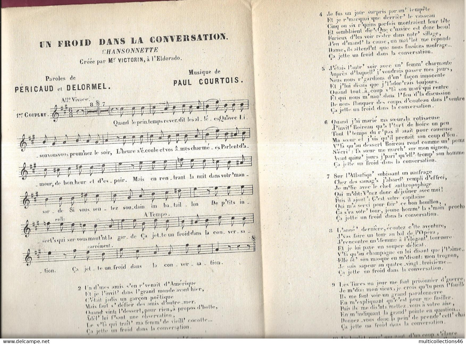 100424 - Partition Chansonnette Musique - Un Froid Dans La Conversation Illustration Pygmée Tatouage Ethnie - Partitions Musicales Anciennes