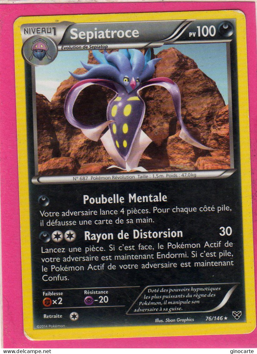 Carte Pokemon Francaise 2014 Xy Xy 76/146 Sepiatroce 100pv Occasion - XY