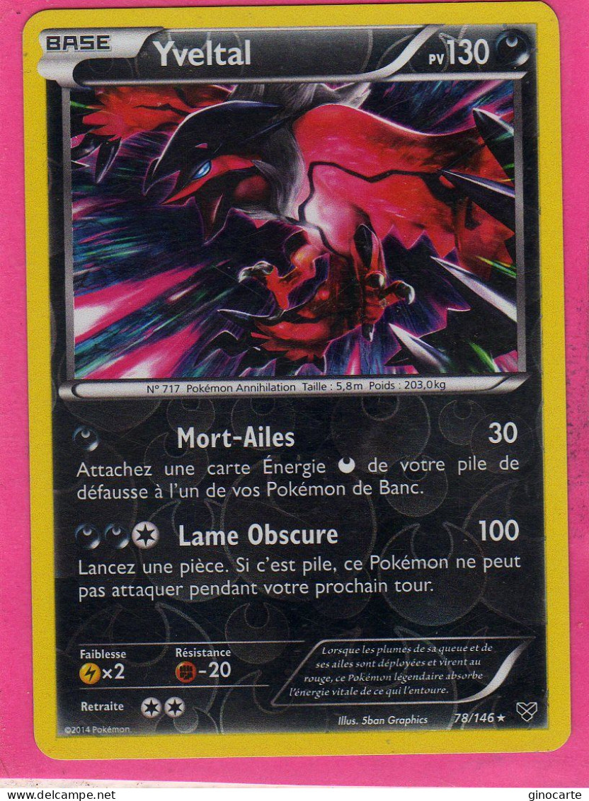 Carte Pokemon Francaise 2014 Xy Xy 78/146 Yveltal 130pv Reverse Neuve - XY