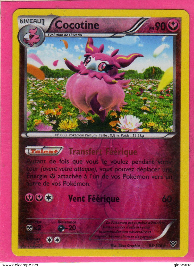 Carte Pokemon Francaise 2014 Xy Xy 93/146 Cocotine 90pv Reverse Neuve - XY