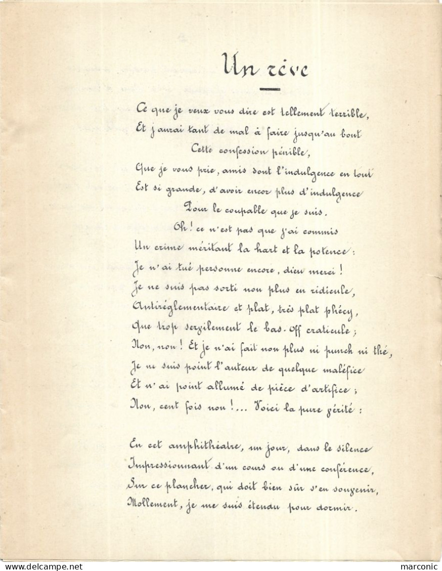 Programme ECOLE POLYTECHNIQUE - Concert Du GENE 1911 - UN REVE Par Depigny - Programs