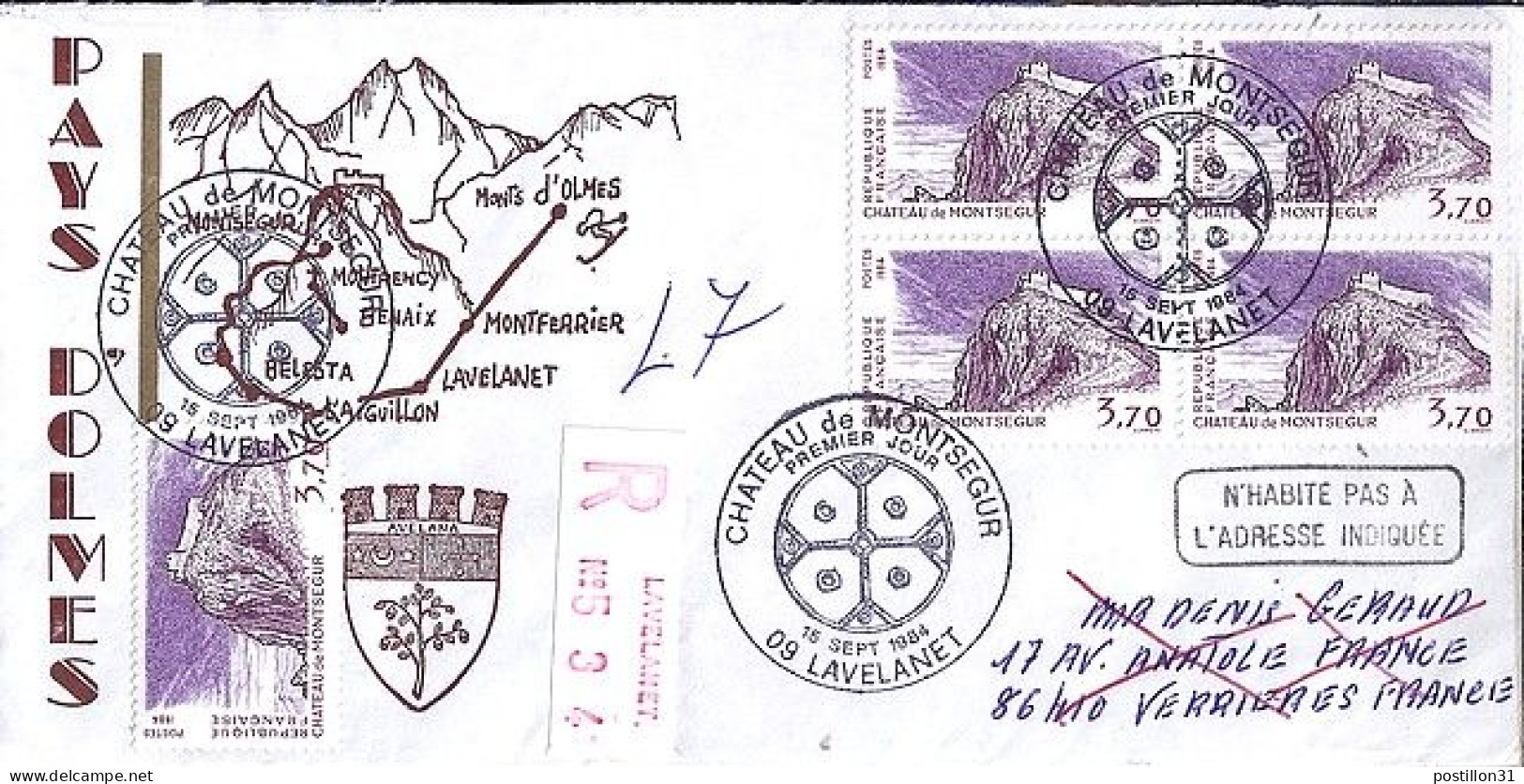 FRANCE N° 2335 X 5 S/L.REC. DE LAVELANET/15.9.84  - Cartas & Documentos