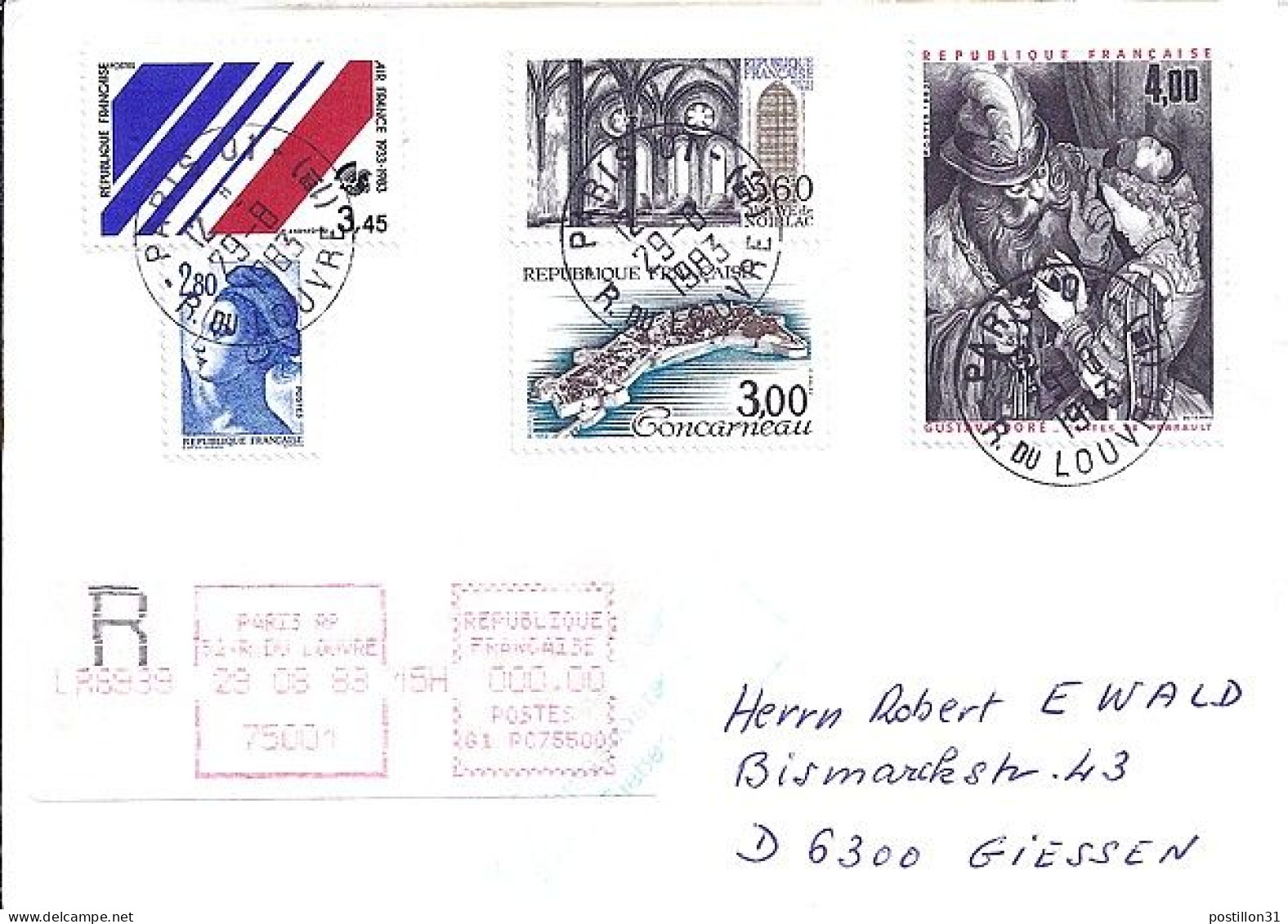 FRANCE N° 2254/2255/2265/2275/2278 S/L. DE PARIS/29.6.83 POUR L’ALLEMAGNE - Covers & Documents