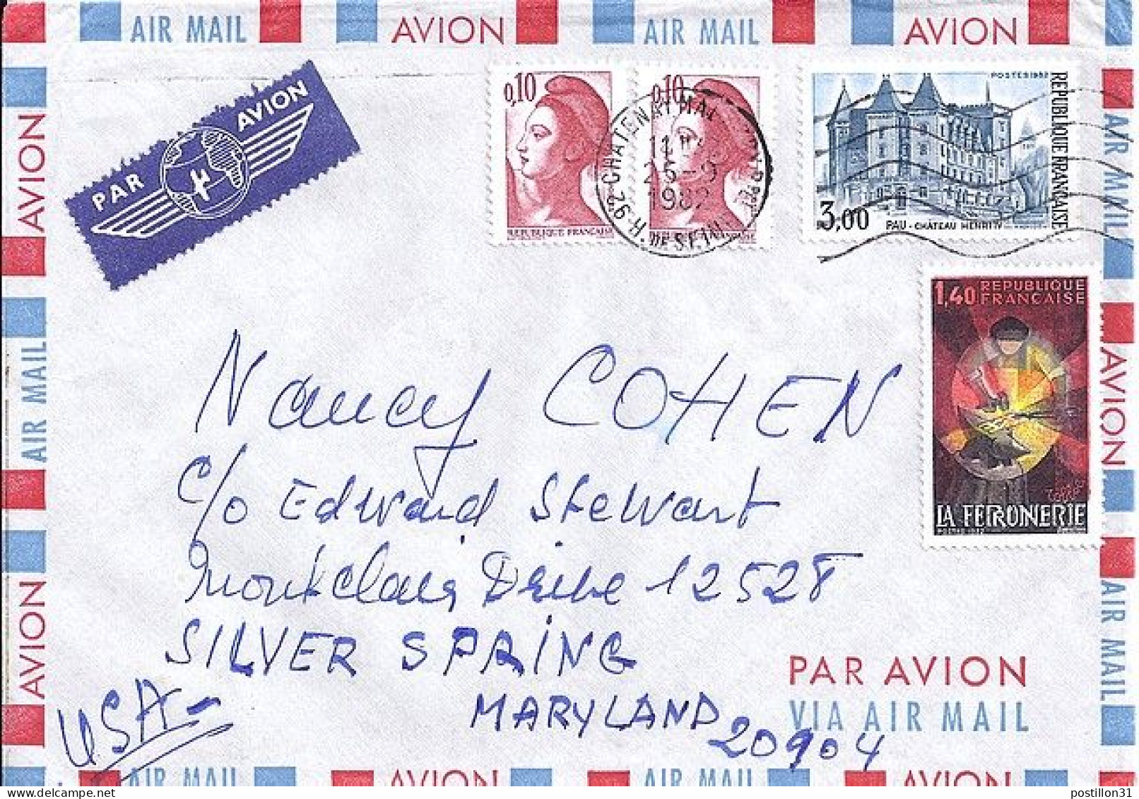 FRANCE N° 2195/2206+COMPL.S/L. DE CHATENAY MALABRY/25.9.82  POUR LES USA - Lettres & Documents