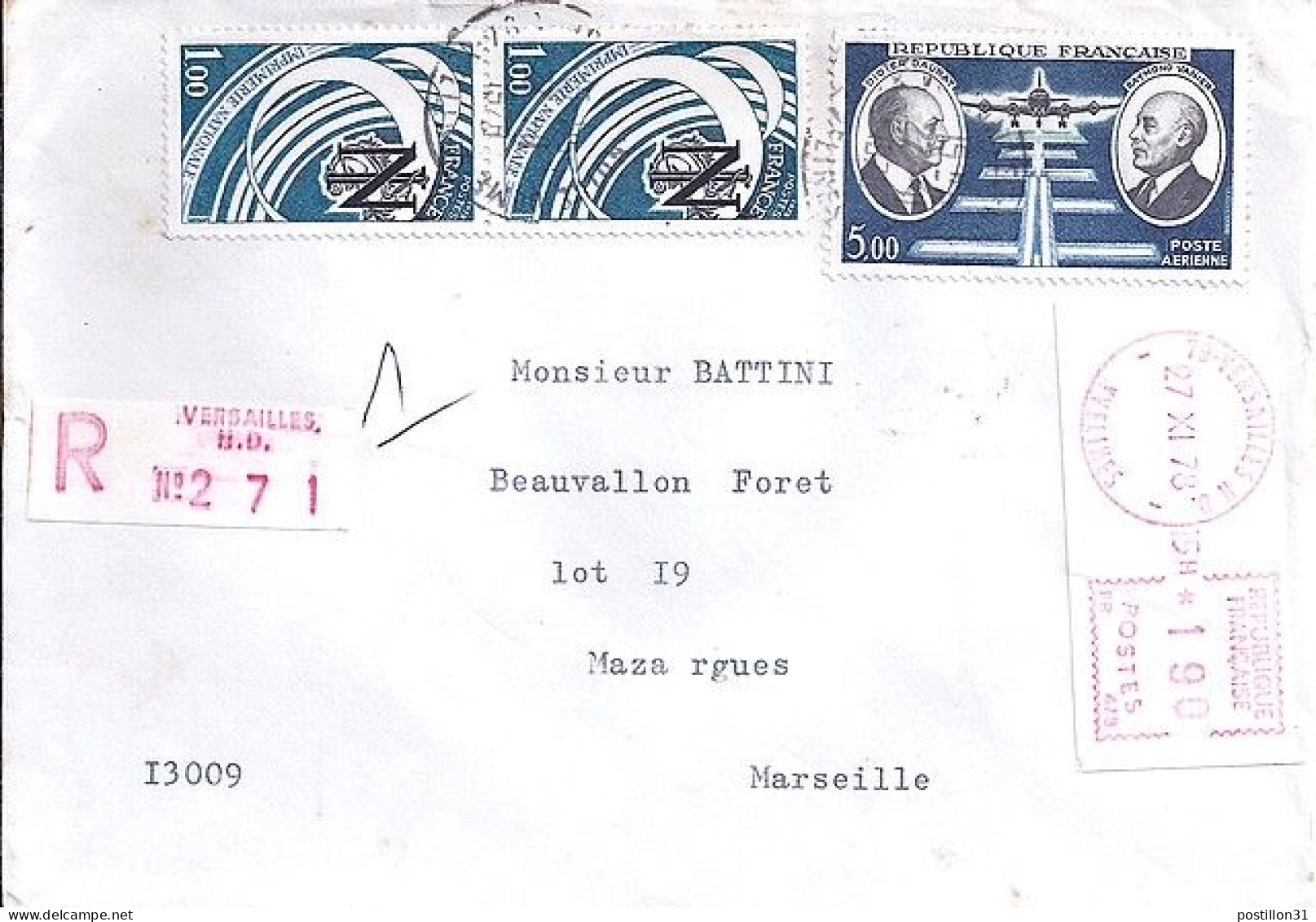 FRANCE N° 2014x2/PA46 + VIGNETTE S/L.REC. DE VERSAILLES/27.11.78 - Covers & Documents