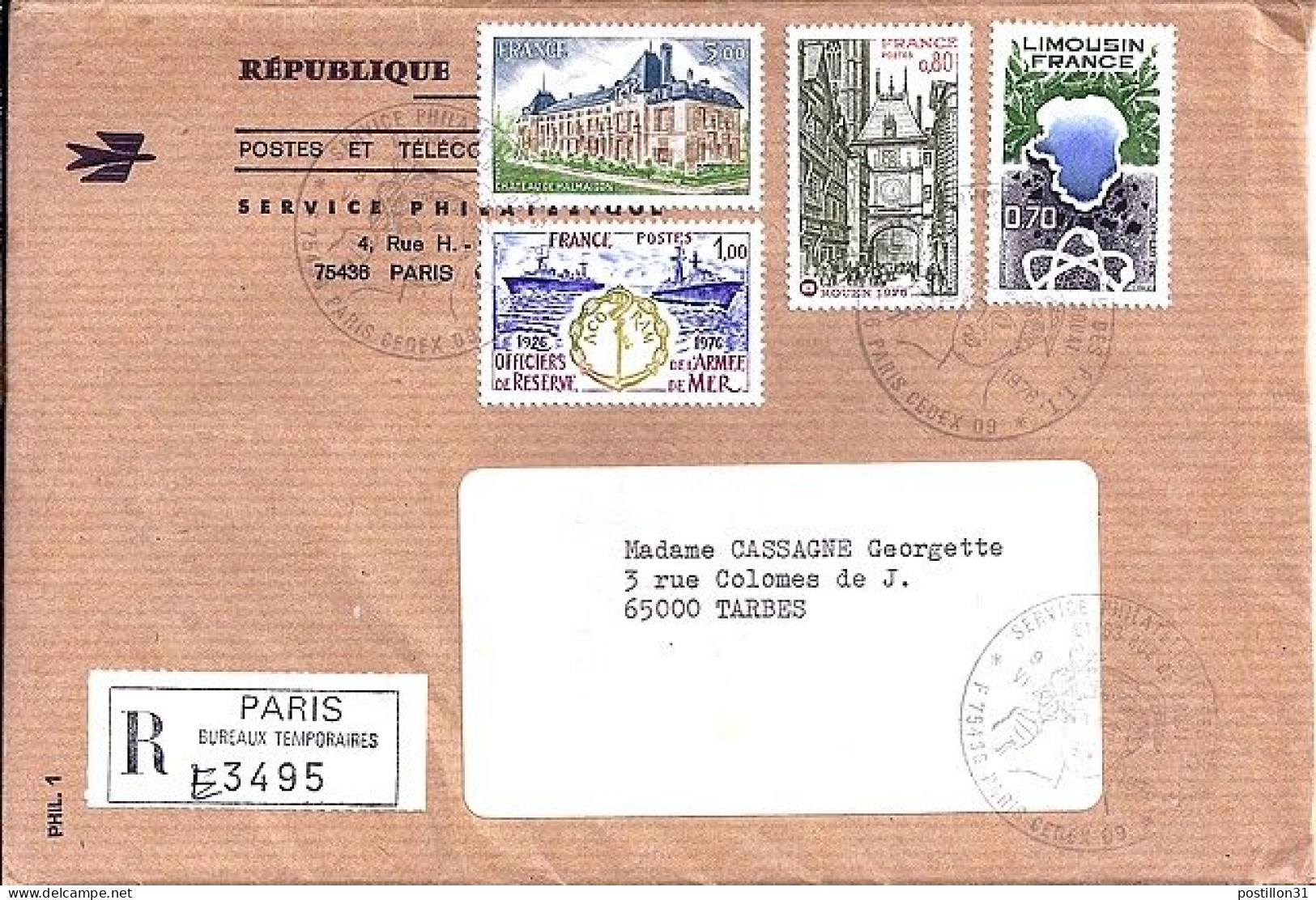 FRANCE N° 1865/1873/1874/1875 S/L.REC DE PARIS/9.6.76 - Covers & Documents
