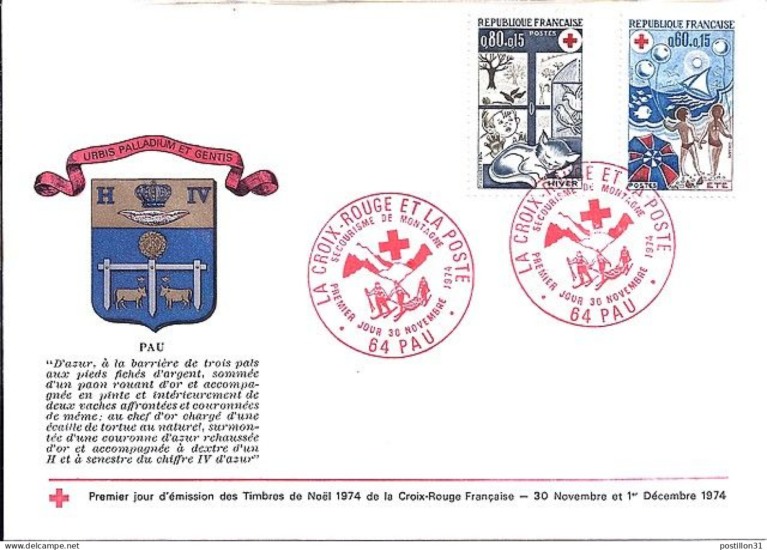 FRANCE N° 1828/1829 S/L. DE PAU/30.11.74  - Cartas & Documentos