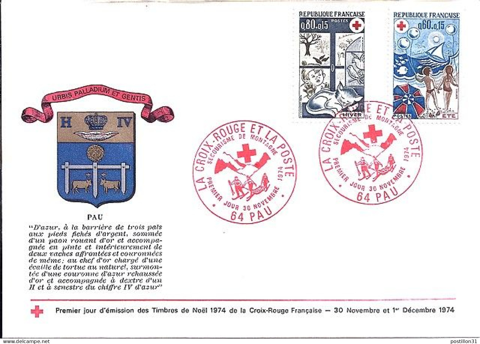 FRANCE N° 1828/1829 S/L. DE PAU/30.11.74  - Briefe U. Dokumente