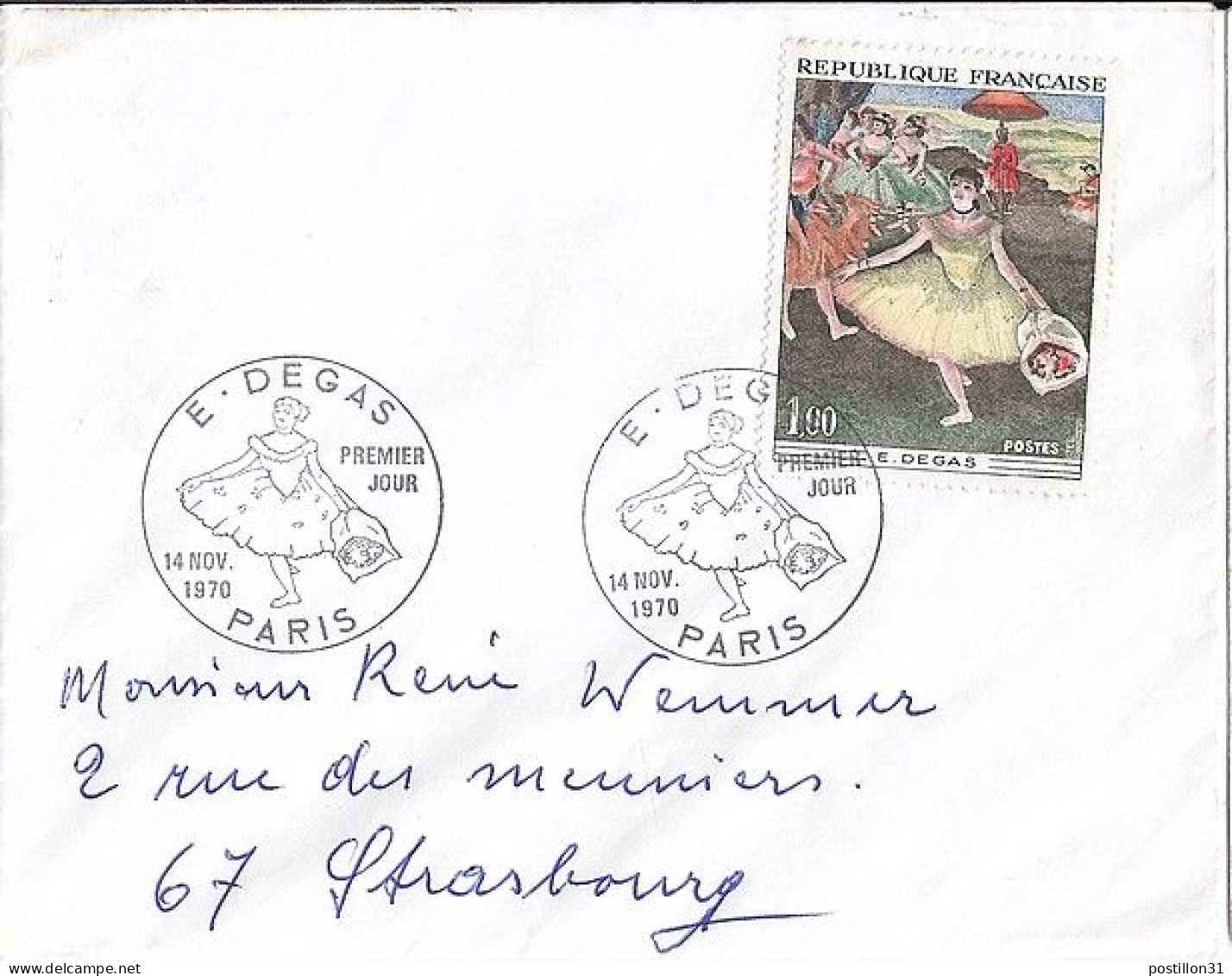 FRANCE N° 1653 S/L. DE PARIS/14.11.70 - Storia Postale