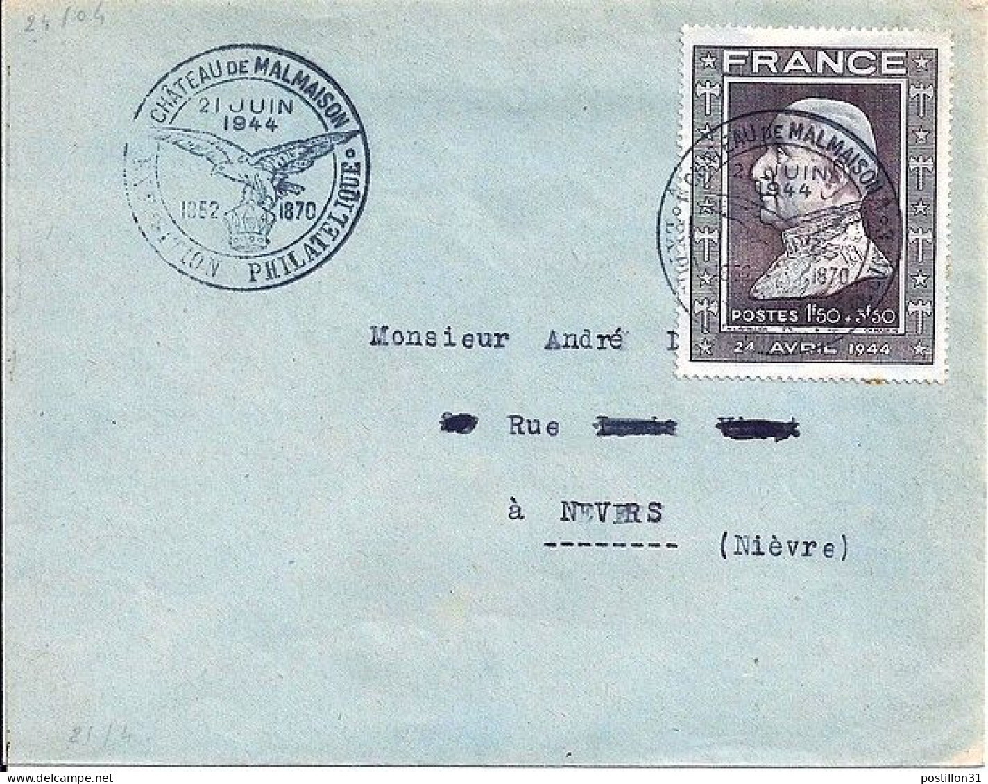 FRANCE N° 606 S/L. DE MALMAISON/21.6.44 - Brieven En Documenten