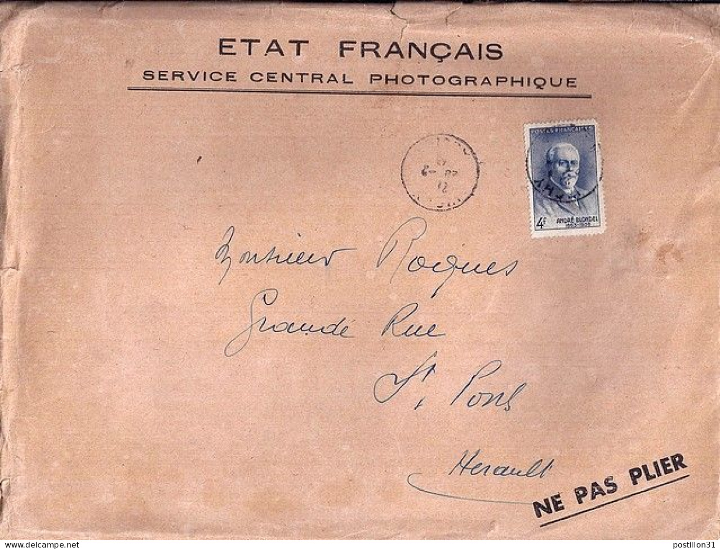 FRANCE N° 551 S/L. DE VICHY/20.2.43 - Cartas & Documentos