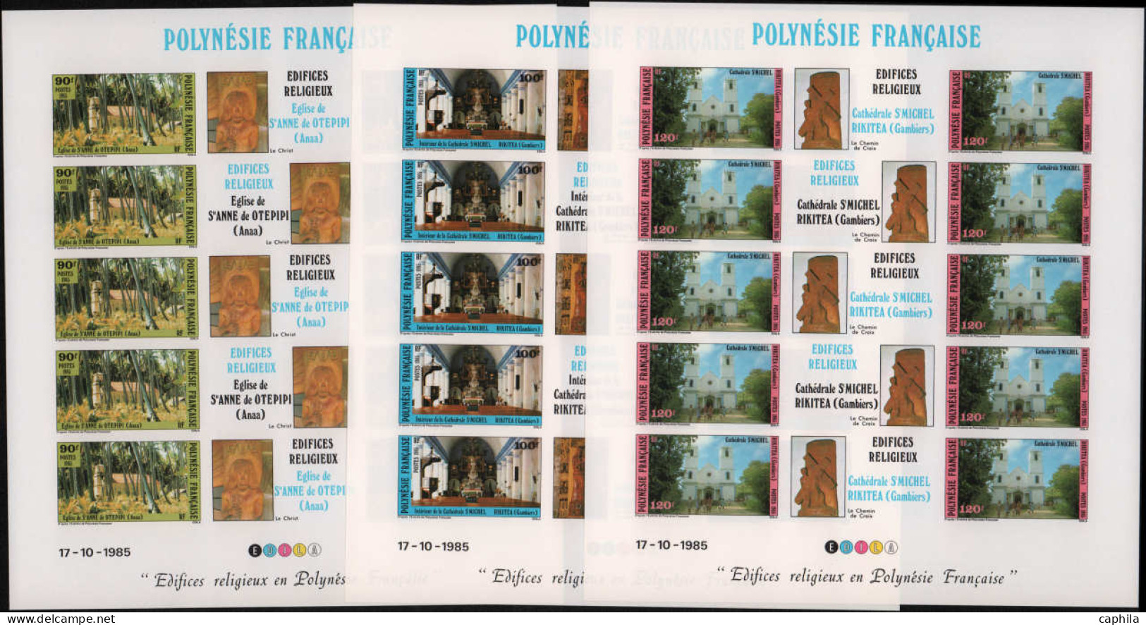 - POLYNESIE NON DENTELES, 1982/1994, XX, Ensemble En Feuilles Complètes, En Pochette, Cote Maury: 10 700  - Lots & Serien