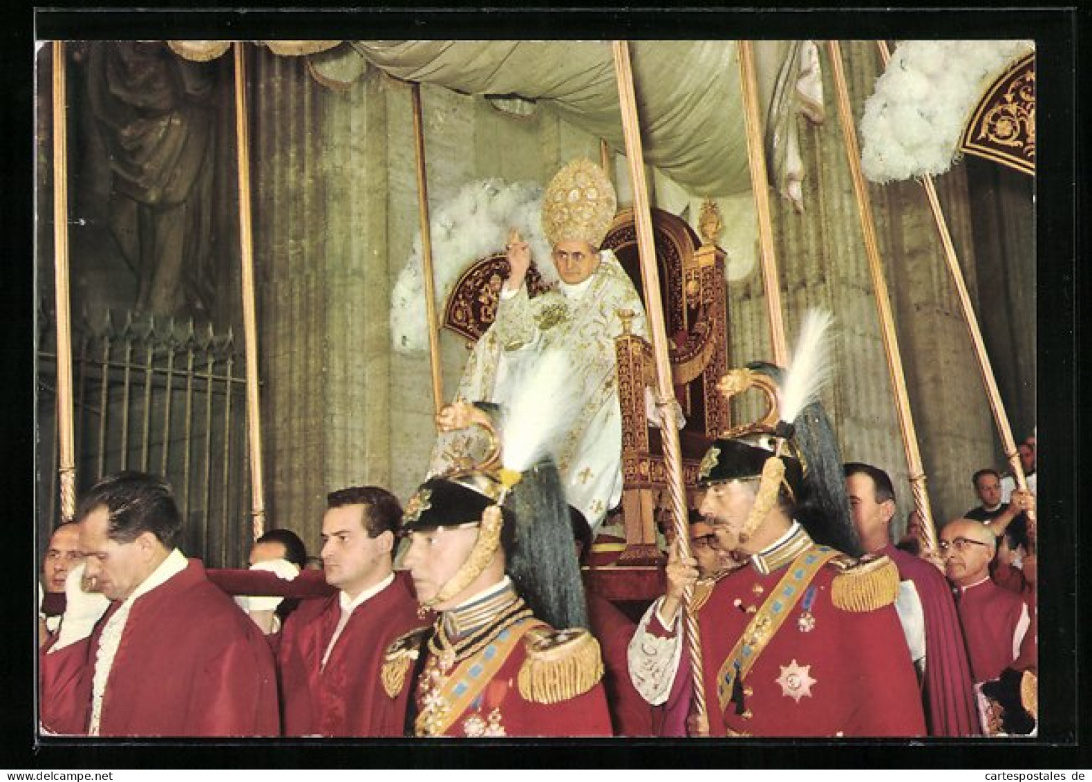 AK Papst Paul VI. Bei Papstzug  - Papi