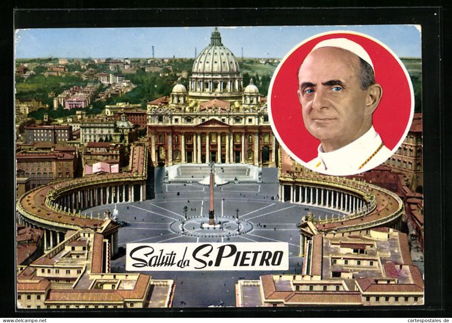 AK Rom, St. Peters Platz Mit Portraot Von Papst Paul VI.  - Popes