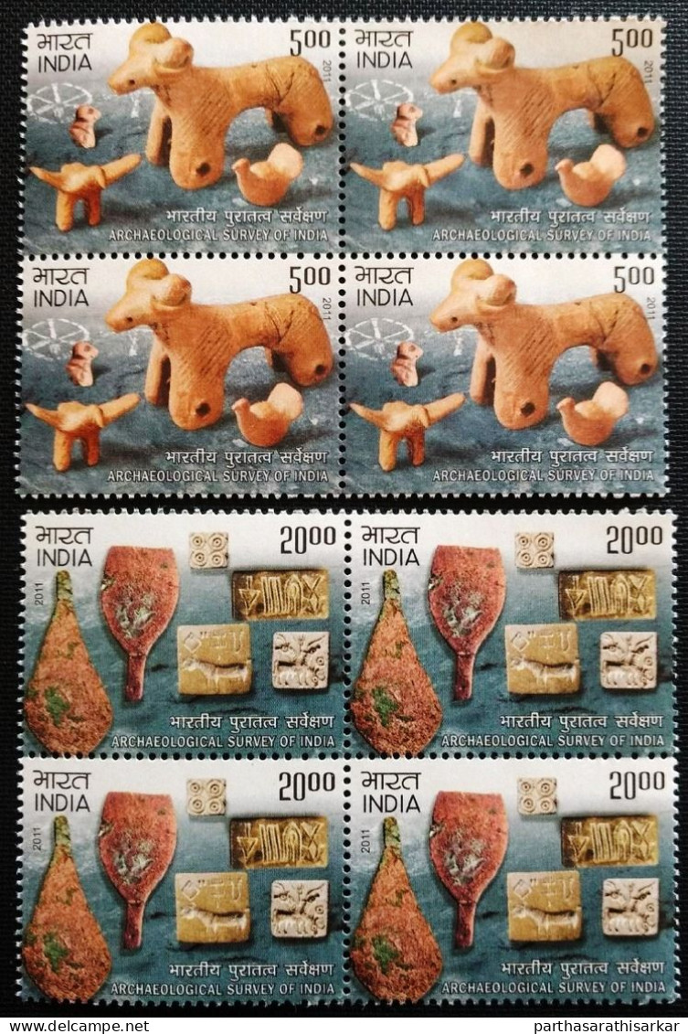 INDIA 2011 THE 150TH ANNIVERSARY OF ASI (ARCHAEOLOGICAL SURVEY OF INDIA) COMPLETE SET BLOCK OF 4 MNH RARE - Unused Stamps