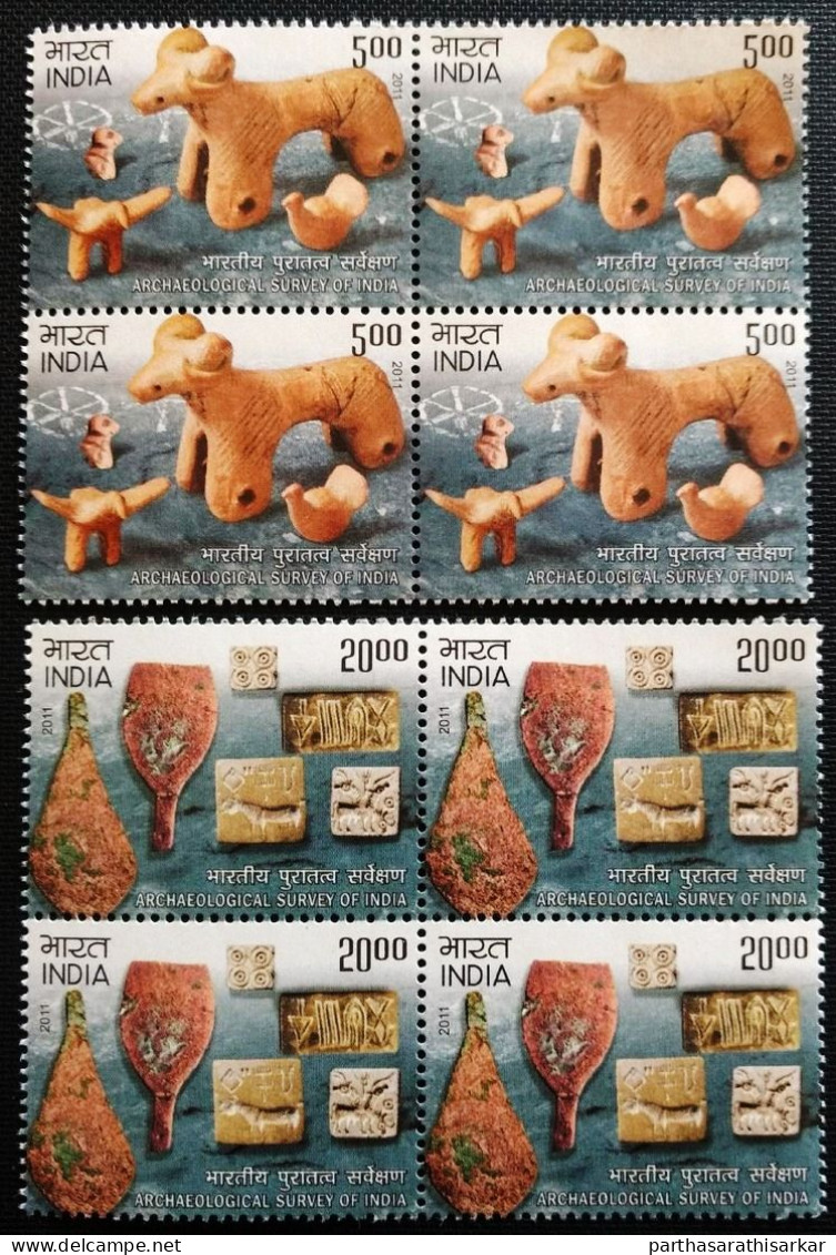 INDIA 2011 THE 150TH ANNIVERSARY OF ASI (ARCHAEOLOGICAL SURVEY OF INDIA) COMPLETE SET BLOCK OF 4 MNH RARE - Nuevos