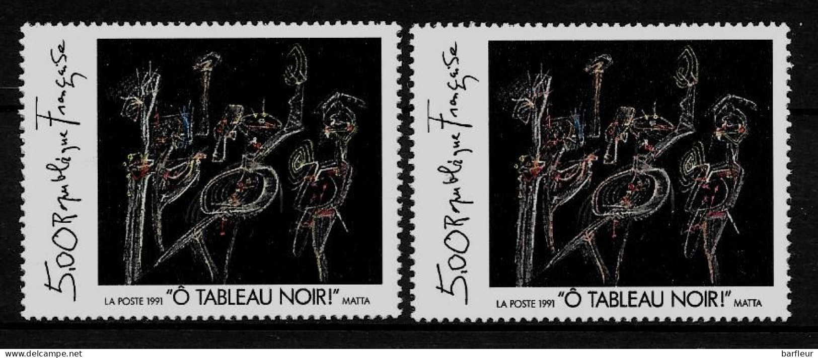 Année 1991 : Y. & T. N° 2731 ** Rouge Dépouillé Sur Timbre De Gauche Et Normal Sur Celui De Droite - Unused Stamps