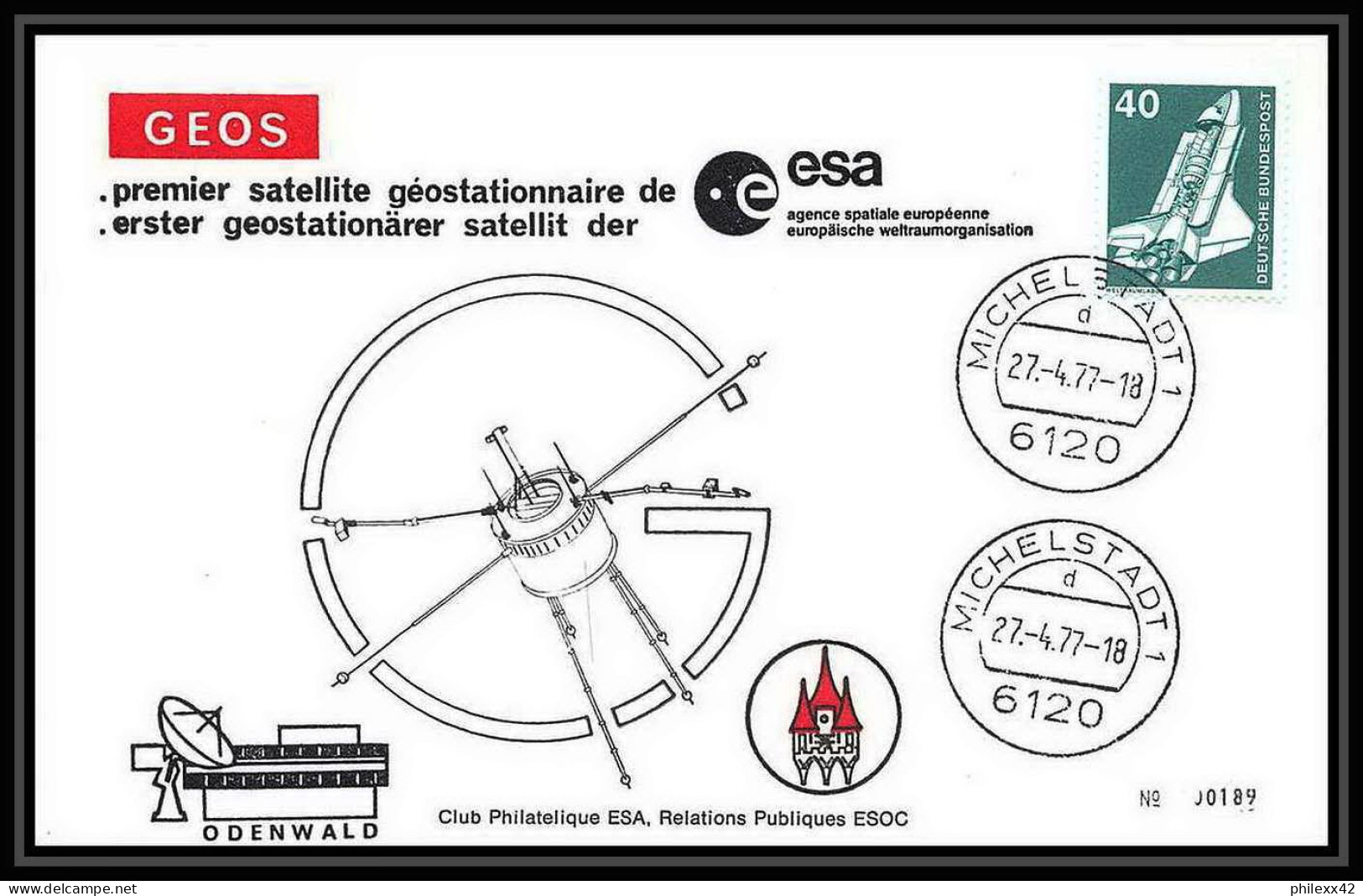 7879/ Espace (space Raumfahrt) Lettre (cover Briefe) 27/4/1977 Satellite Geos Esa Allemagne (germany Bund) - Afrika