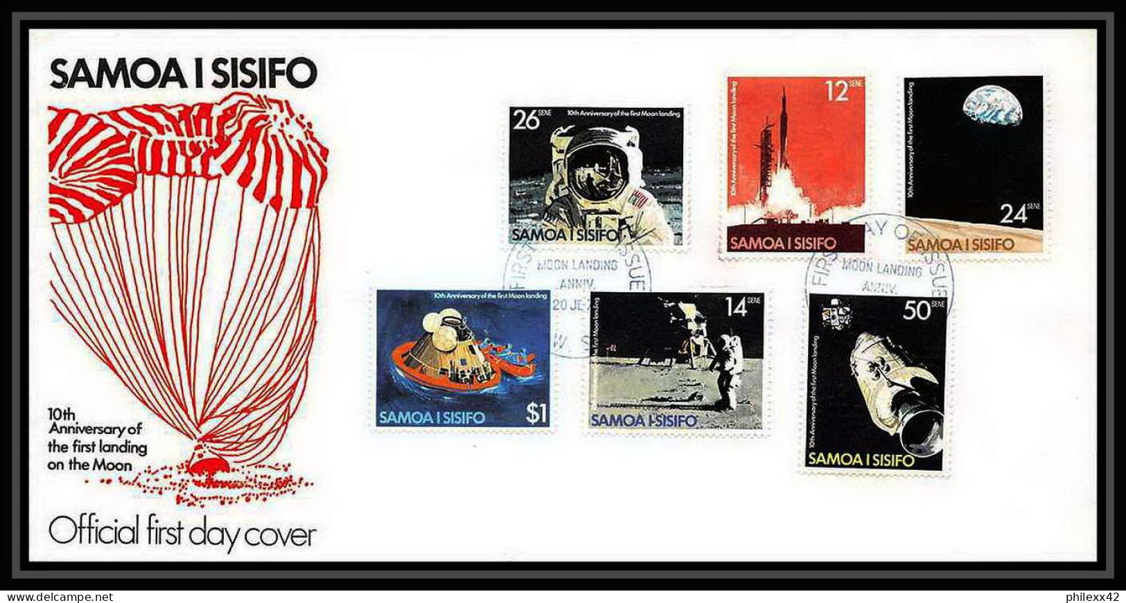 7308/ Espace (space Raumfahrt) Lettre (cover) 20/7/1974 Anniversary Of First Landing On The Moon Fdc Samoa Sisifo - Oceanië