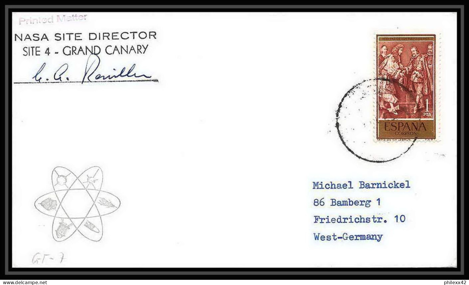 7279/ Espace (space) Lettre (cover) Signé (signed Autograph) 1974 Grand Canary Espagne (spain) - Europe