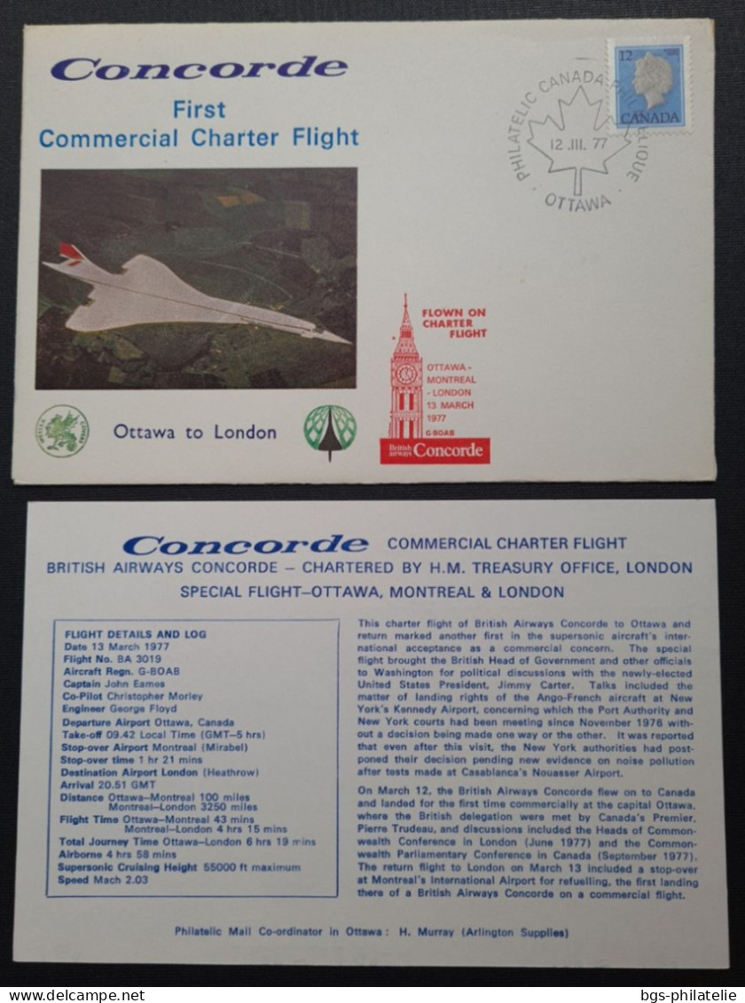 Concorde,  OTTAWA TO LONDON Le 12/3/77. - Concorde