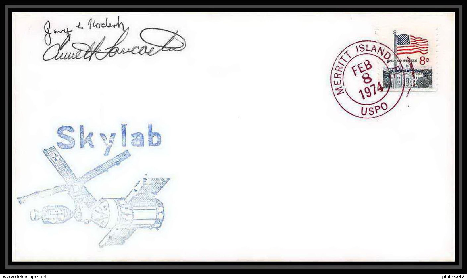 7130/ Espace (space) Lettre (cover) Signé (signed Autograph) 8/2/1974 Skylab 4 Splashdown Marritt USA - United States