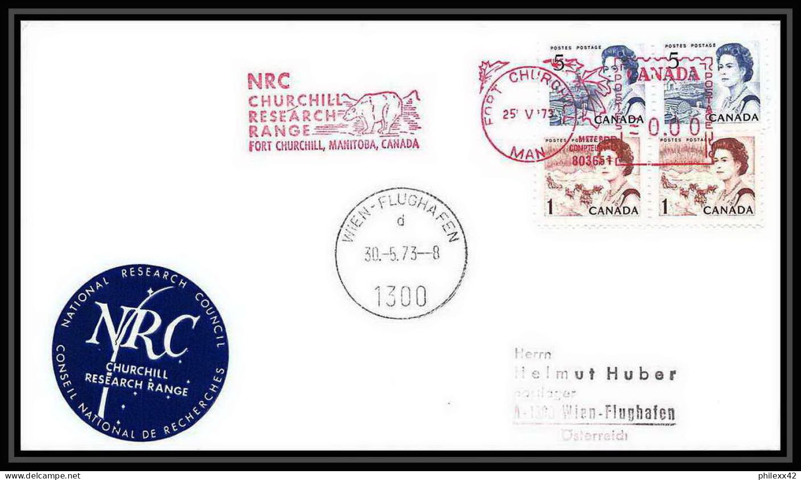 7119/ Espace (space Raumfahrt) Lettre (cover Briefe) 30/5/1973 Skylab 1 Churchill Research Range Canada - Noord-Amerika