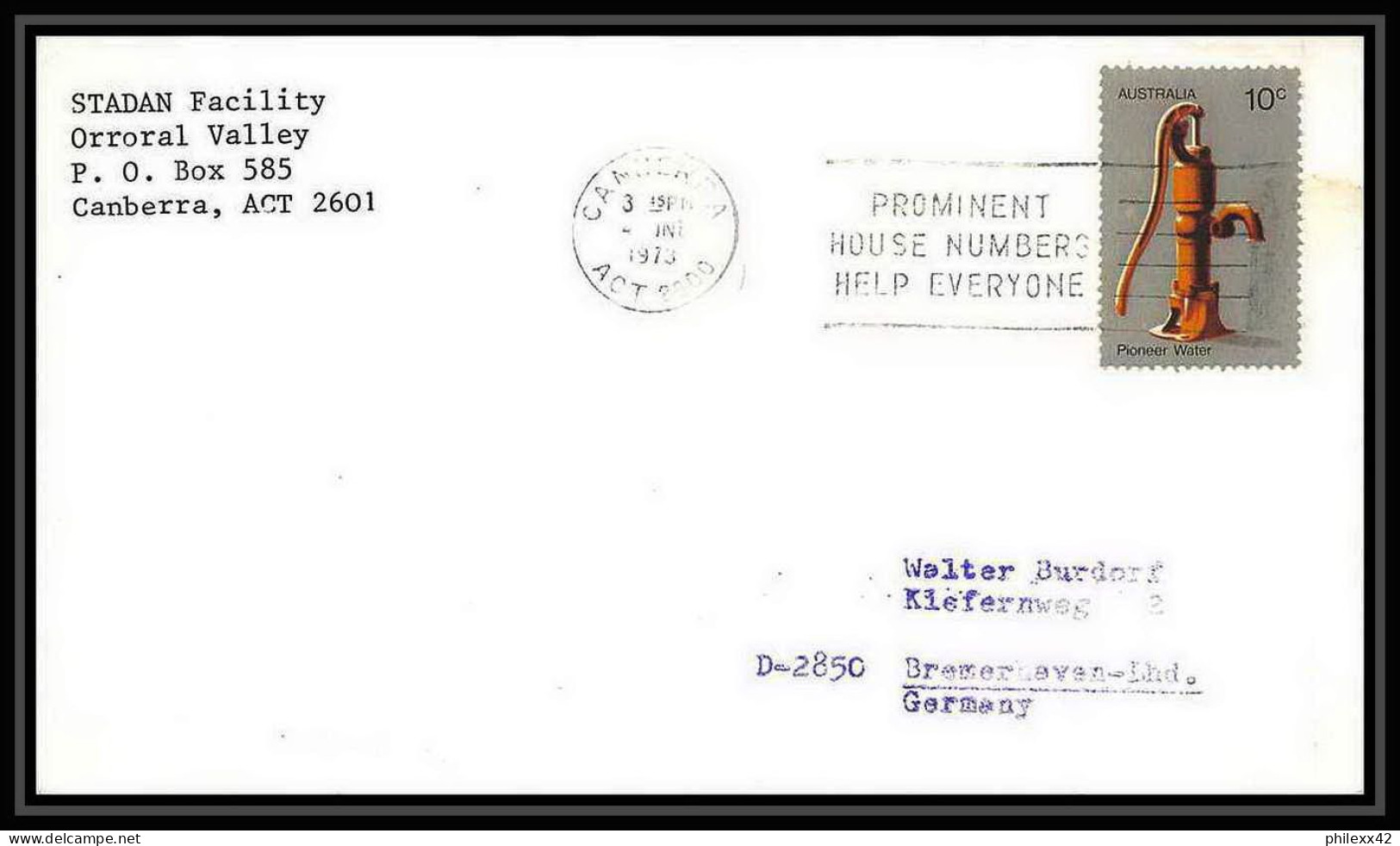 7031/ Espace (space Raumfahrt) Lettre (cover Briefe) 1973 Canberra Stadan Australie (australia) - Oceanië