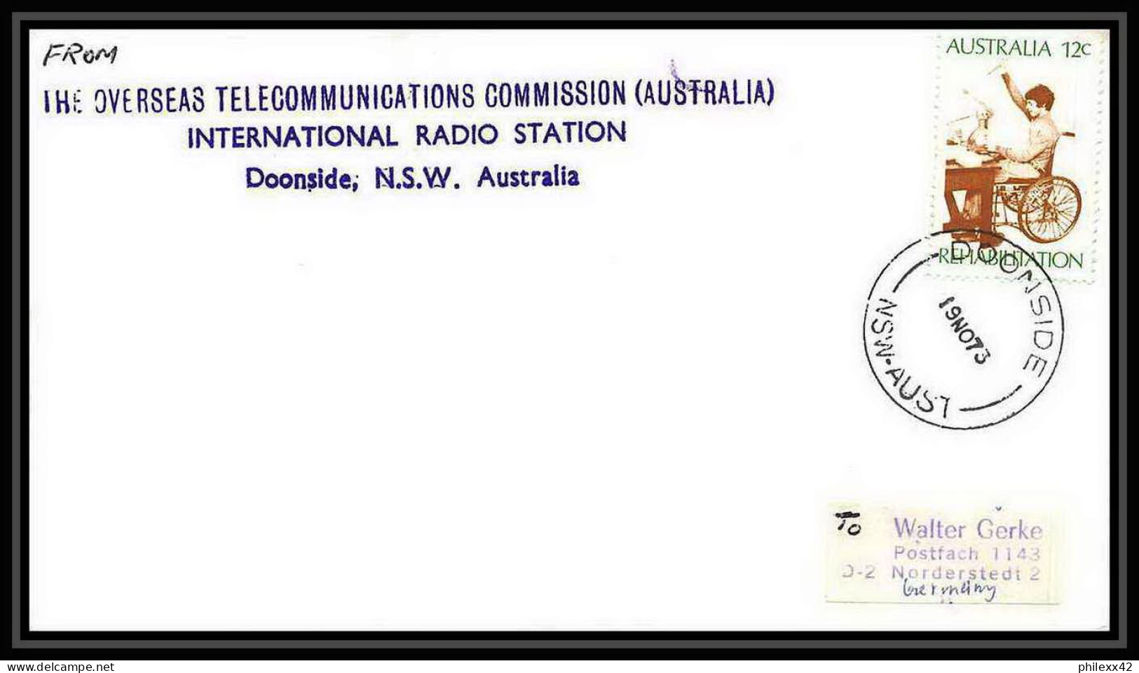 7027/ Espace (space Raumfahrt) Lettre (cover Briefe) 19/11/1973 Skylab 4 Doonside Mission Australie (australia) - Oceania