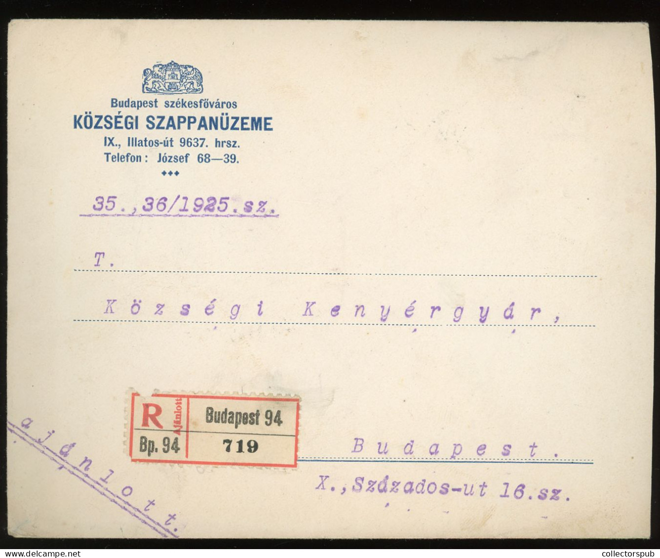 BUDAPEST 1925. Nice Registered Inflation Local Cover  Községi Szappanüzem - Briefe U. Dokumente