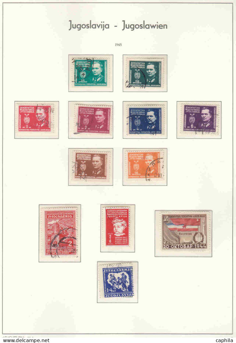 - YOUGOSLAVIE, 1944/1975, Oblitérés, N° 401/1518 + Pa 17/54 + BF 2/17, En Album Leuchtturm - Cote : 2800  - Collections, Lots & Séries