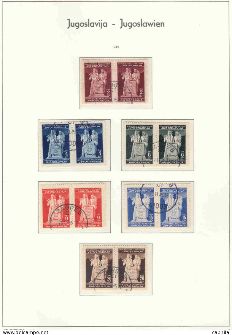 - YOUGOSLAVIE, 1944/1975, Oblitérés, N° 401/1518 + Pa 17/54 + BF 2/17, En Album Leuchtturm - Cote : 2800  - Colecciones & Series