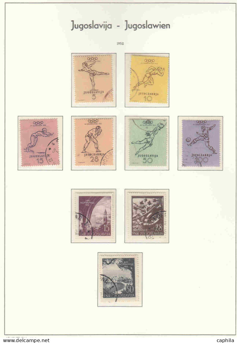 - YOUGOSLAVIE, 1944/1975, oblitérés, n° 401/1518 + Pa 17/54 + BF 2/17, en album Leuchtturm - Cote : 2800 