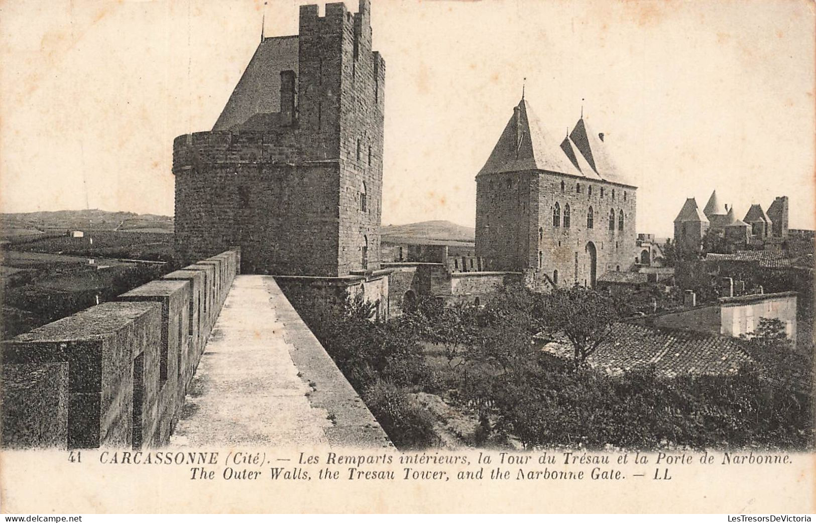 FRANCE - Carcassonne - Cité - Les Remparts Intérieurs - Tour Du Tréseau Et La Porte De Narbonne - Carte Postale Ancienne - Carcassonne
